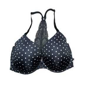 Victoria's Secret Racerback Demi Black & Tan Polka Dot Bra 34DDD